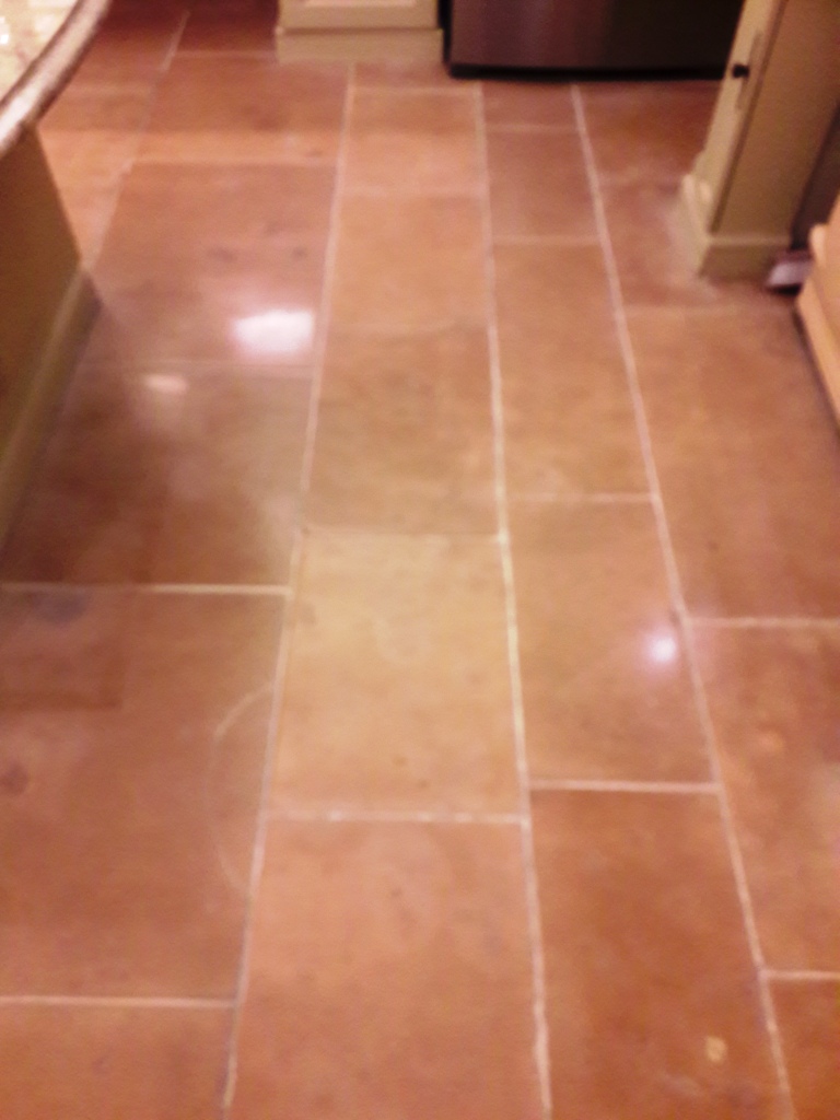 Limestone Tiled Kitchen Floor in Tutbury After Stain Removal