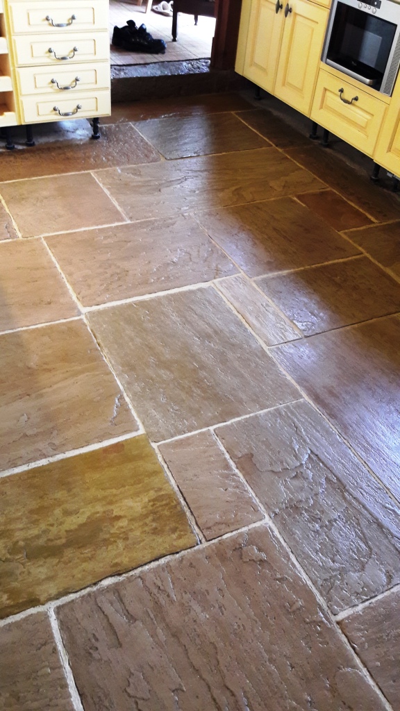 Sandstone kitchen floor after cleaning Rugeley