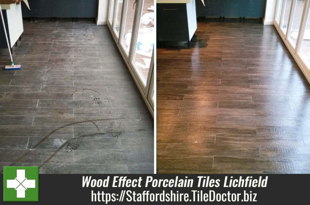 Cleaning Wood Effect Porcelain Tiles after Building Works in Lichfield