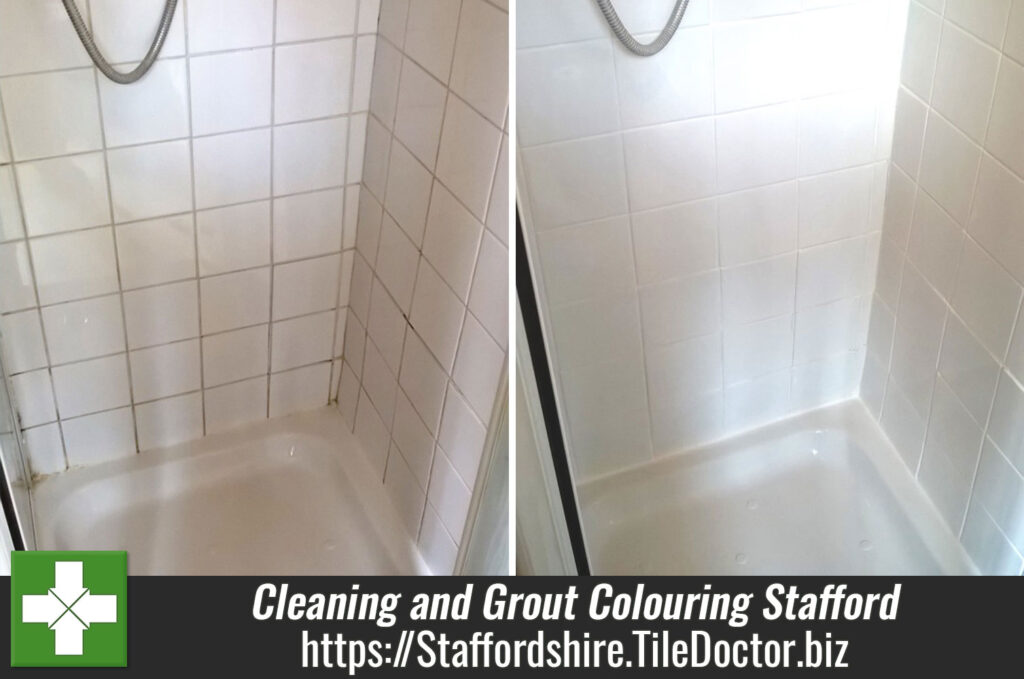 Grout Cleaning and Grout Colouring of a Dull Shower Cubicle in Stafford