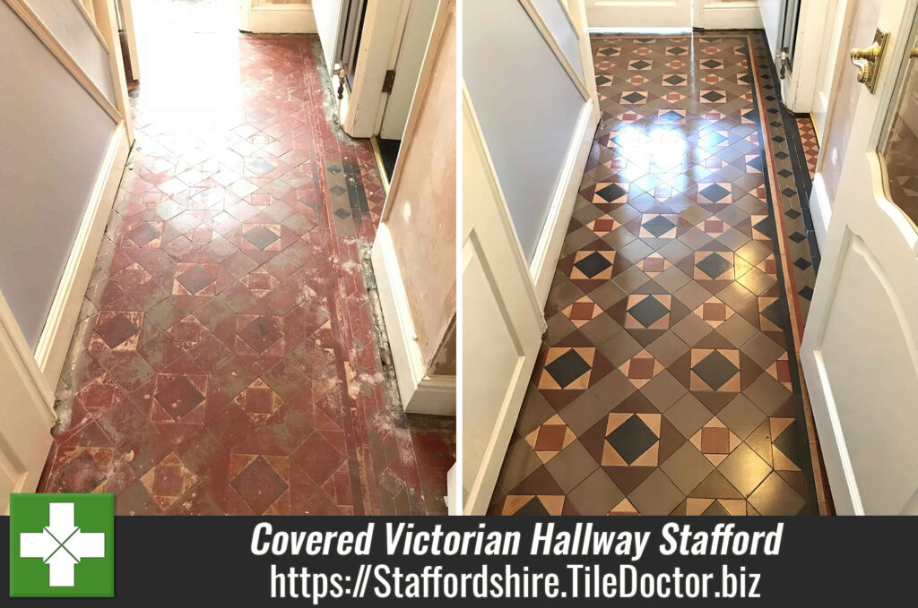 Laminate Covered Victorian Tiled Hallway Restoration in Stafford