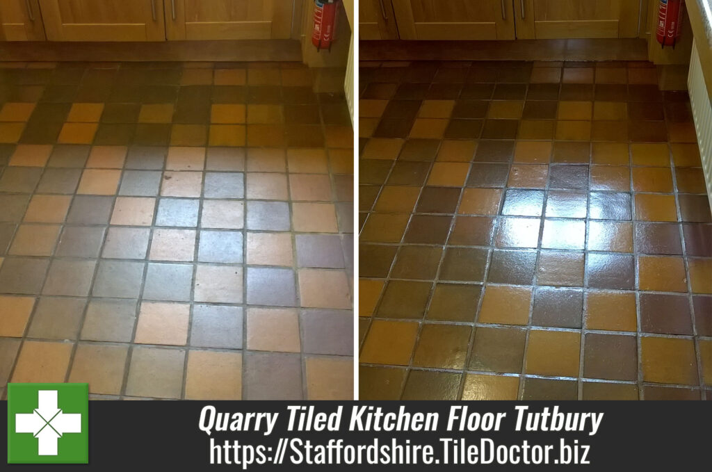 Quarry Tiled Kitchen Floor Deep Cleaned and Sealed in Tutbury