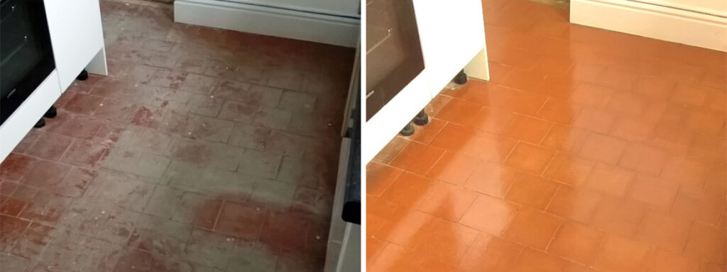 Kitchen Quarry Tiles Before and After Restoration Stoke on Trent