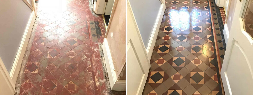 Victorian Tiled Hallway Before and After Restoration Stafford