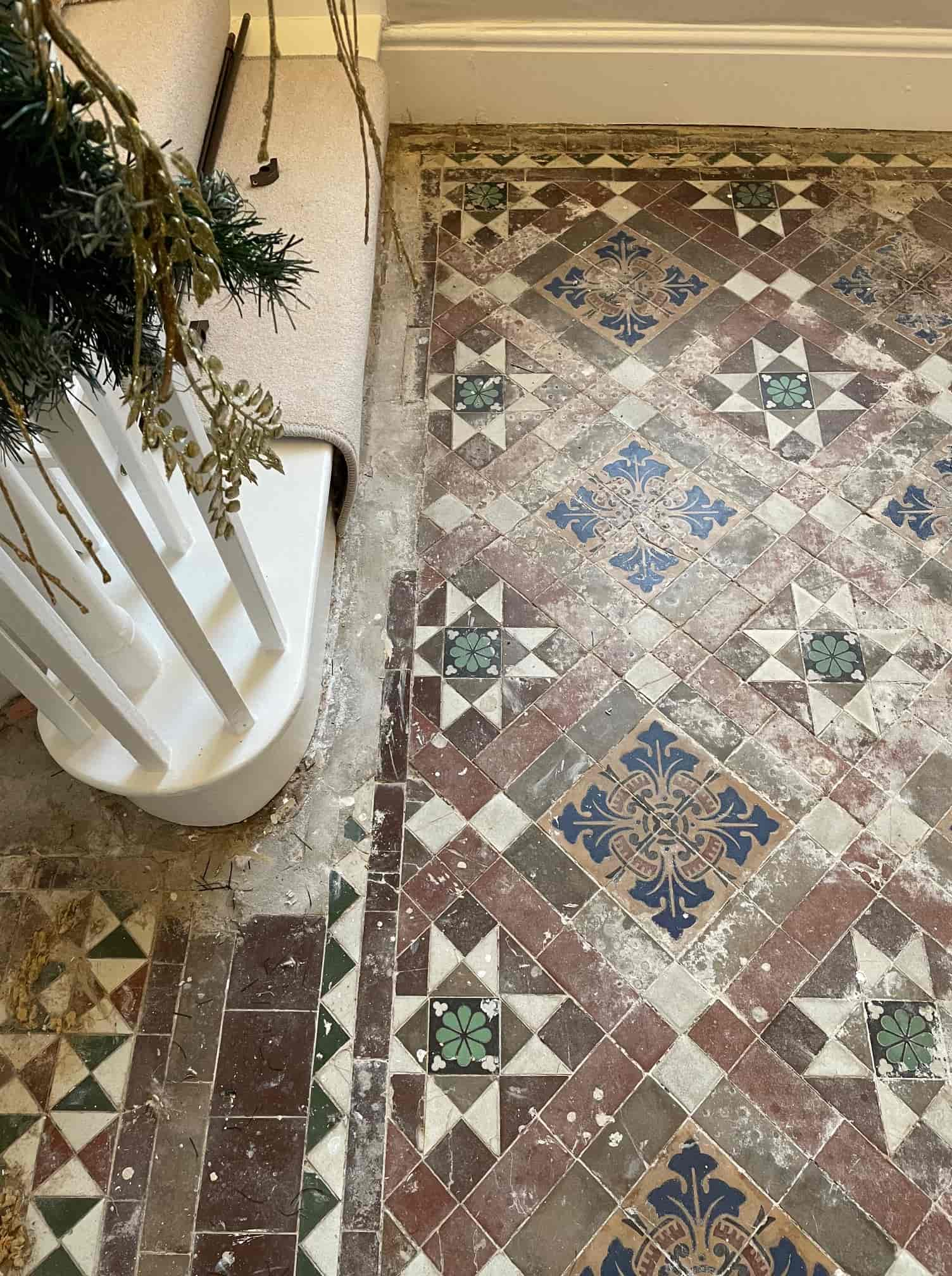 Victorian Hallway Floor Before Restoration Shenstone Lichfield