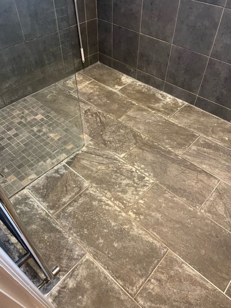 Slate Wet Room Tiles Before Cleaning Stafford