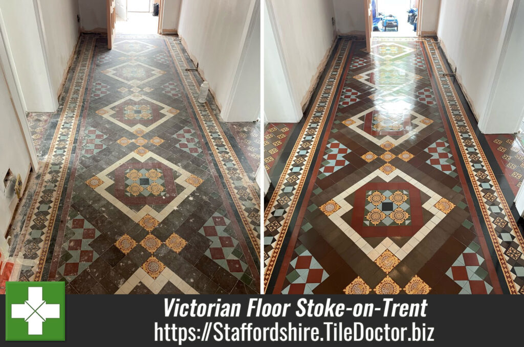 Geometric Victorian Hallway Floor Restoration Stoke-on-Trent