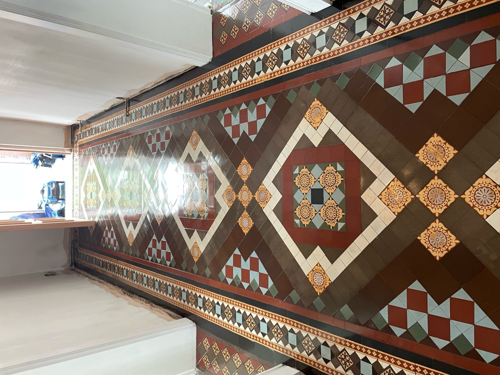 Geometric Victorian Tiled Floor After Renovation Stoke-on-Trent