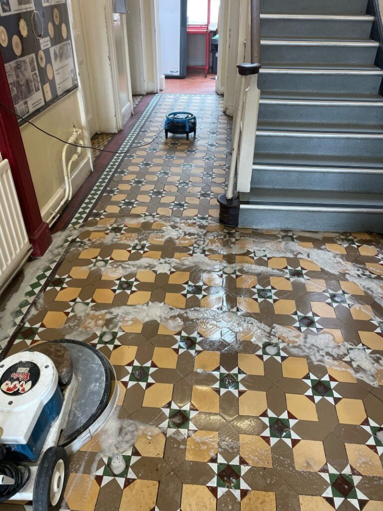 Victorian Hallway Floor During Cleaning Lichfield Cathedral School